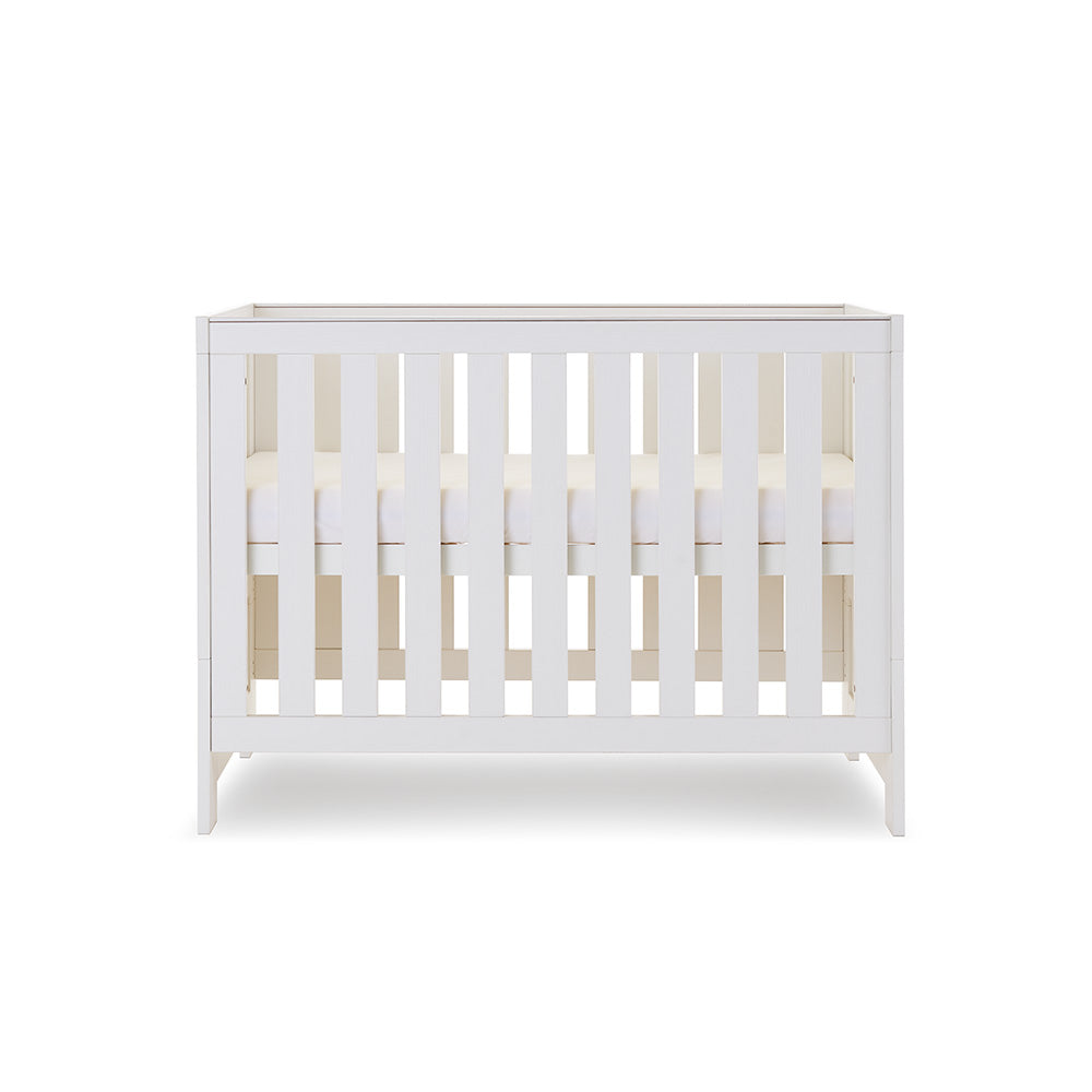 Obaby Nika Mini Cot Bed & Underdrawer White Wash