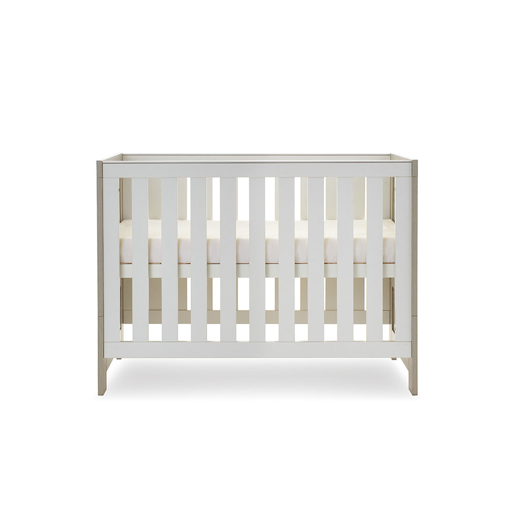 Obaby Nika Mini Cot Bed Grey Wash & White Grey