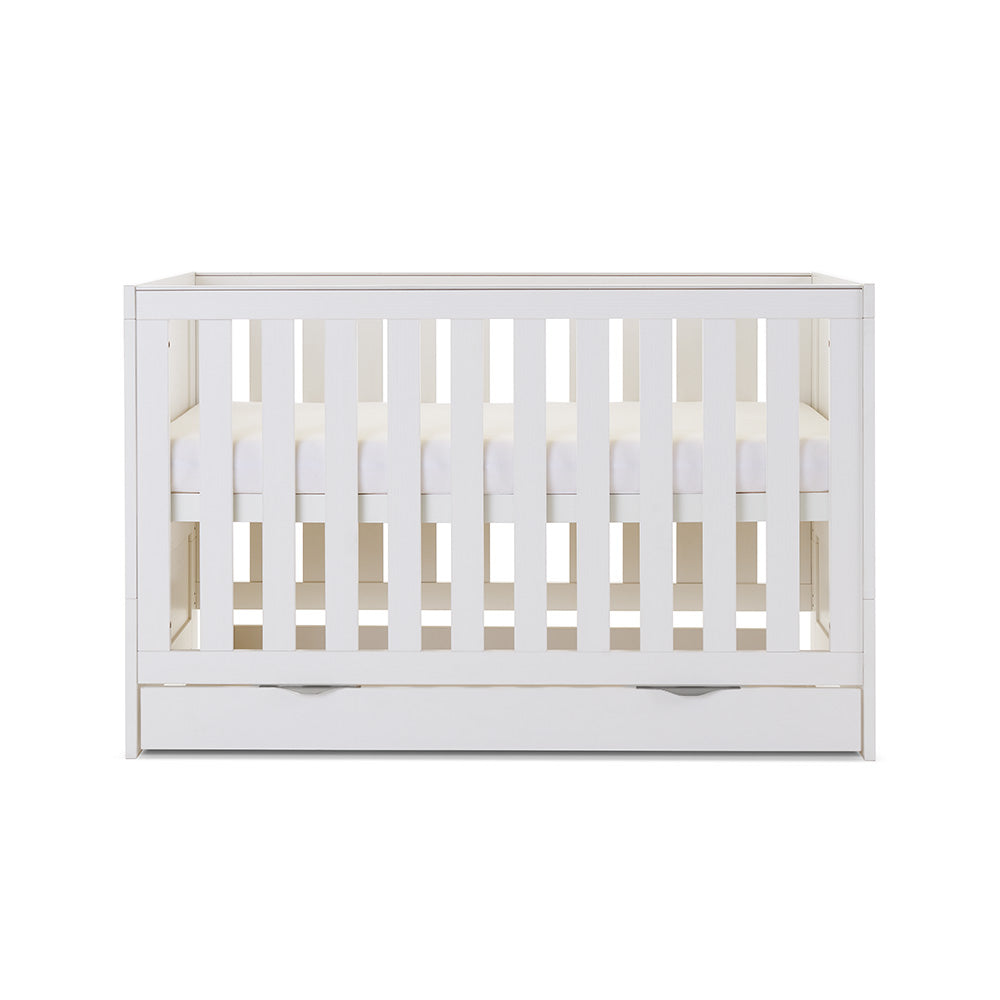 Obaby Nika Cot Bed & Under Drawer White Wash