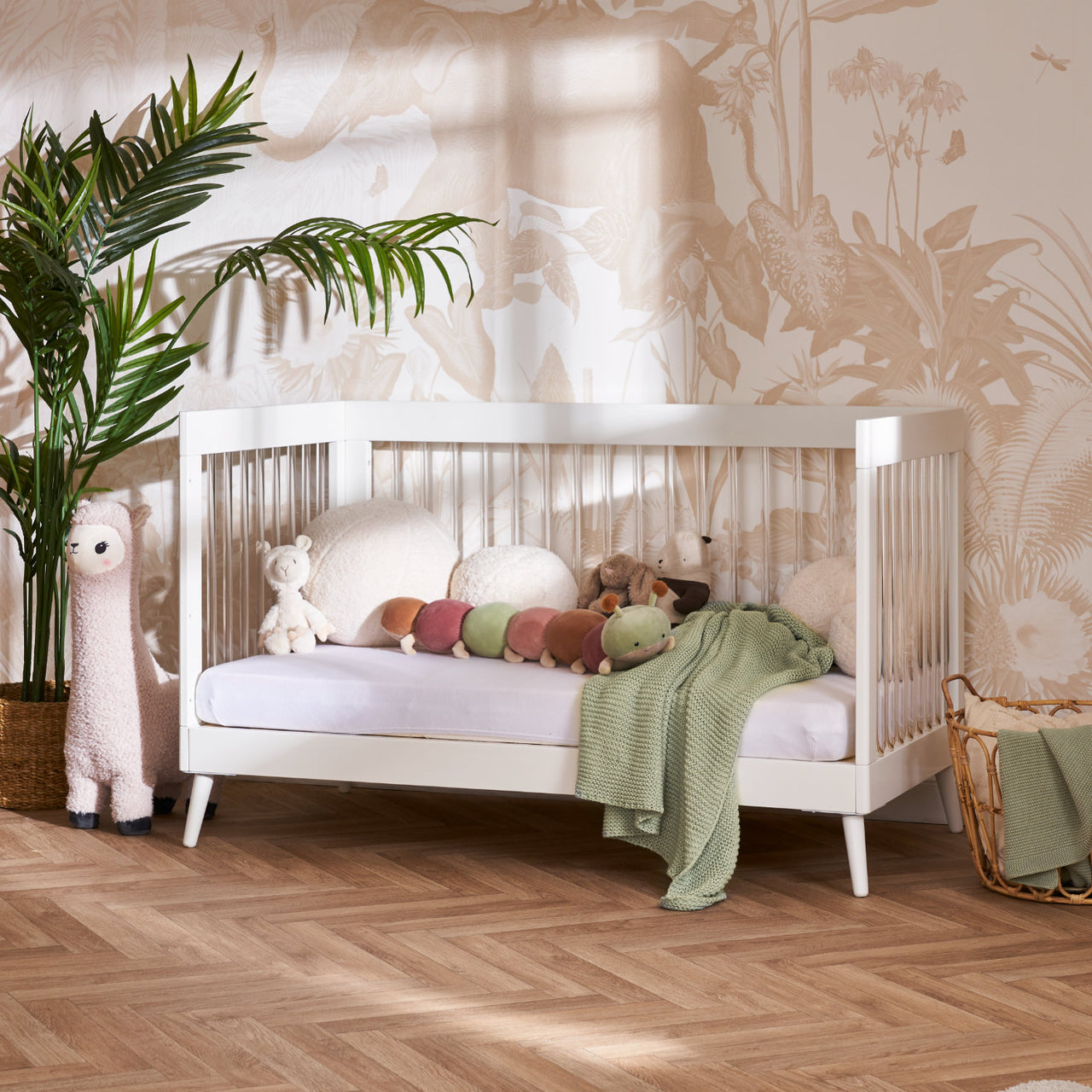 Obaby Maya Scandi Cot Bed, White with Acrylic