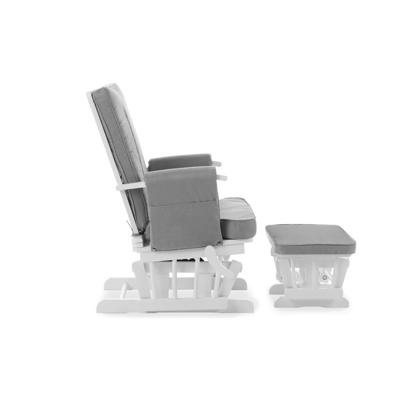 Obaby Deluxe Reclining Glider Chair and Stool Grey