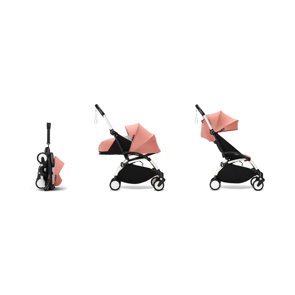 Stokke® YOYO³ stroller with newborn to toddler White/Ginger