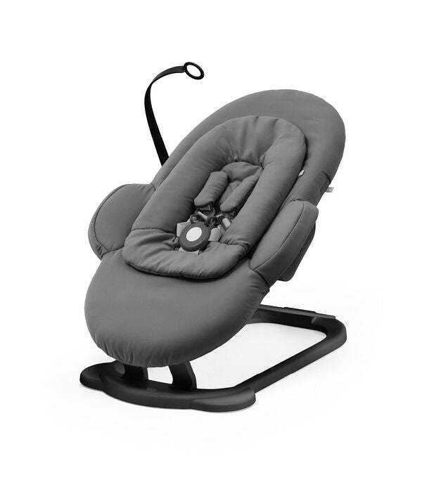 Stokke Steps Bouncer Herringbone Grey Black Chassis