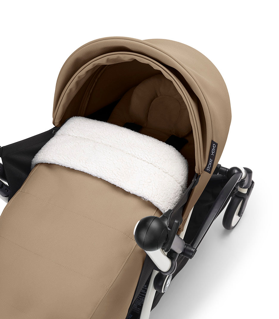 Stokke® YOYO³ stroller with newborn to toddler White/Toffee